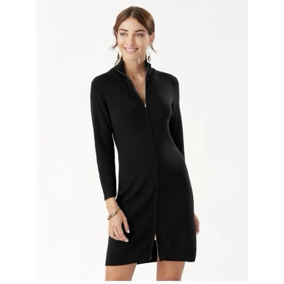 Tommy Bahama Dress Sweater Size Large Black Cable Knit Long Sleeve Zip New 057 - Picture 1 of 8